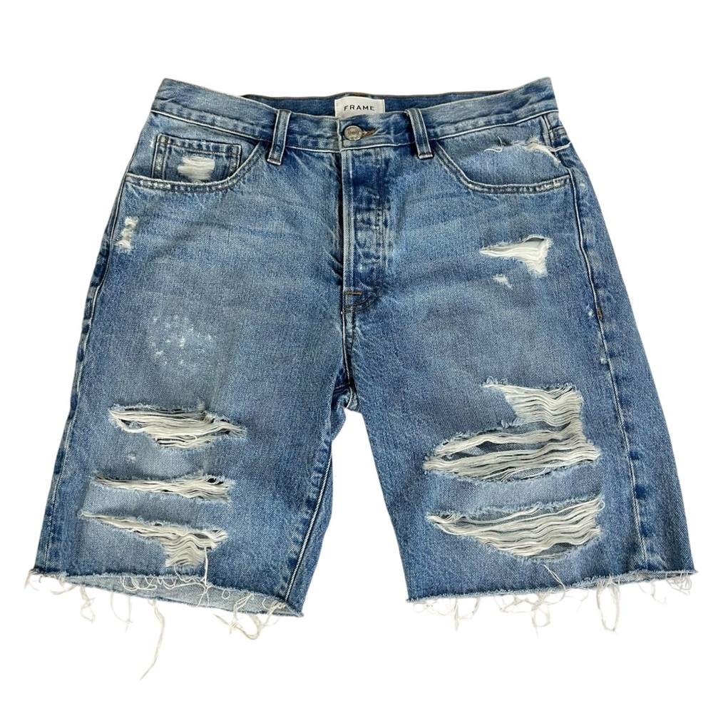 Frame Denim Le Slouch Distressed Utility Bermuda Shorts Womens Size‎ 27